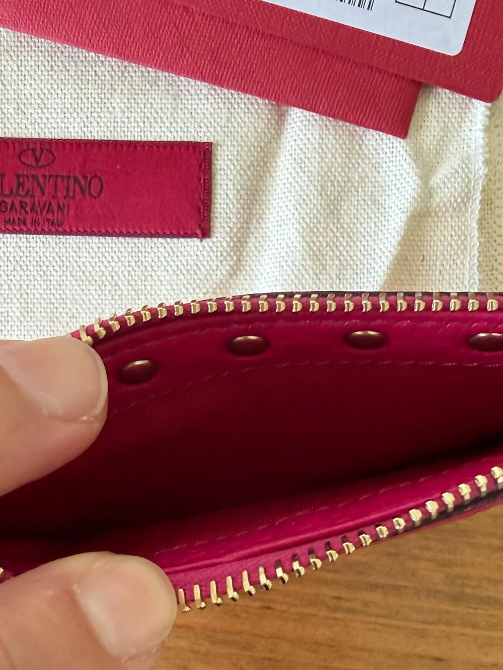 Valentino Rockstud Leather Zip Coin Purse/Card Holder